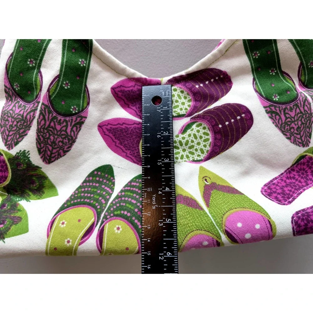 Women's Satin House SlipperPink Green Floral Shoulder bag, Fully Lined, EUC